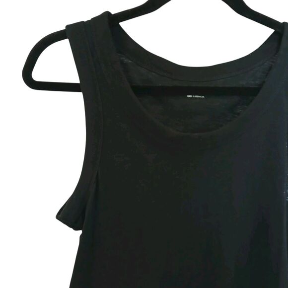 MADEWELL WOMEN'S TRUE BLACK WHISPER COTTON SCOOPNECK RIBBED TRIM TANK TOP Sz L - Picture 3 of 11
